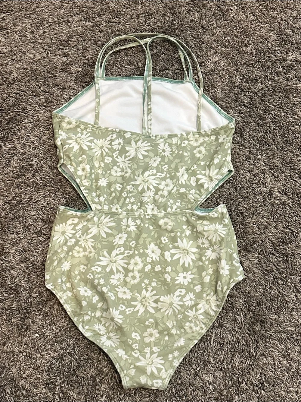 abercrombie kids Sage Green Floral One-Piece Swimsuit